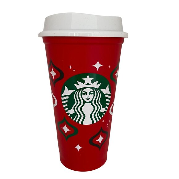 Starbucks Red Holiday Reusable Coffee Cup 16 Oz With White Lid - Picture 1 of 13